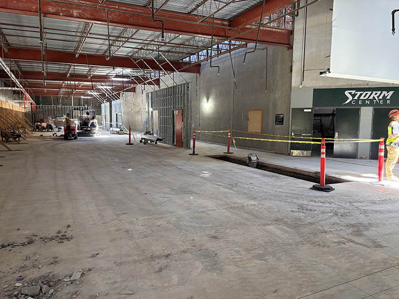 The hallway of the Chemeketa gymnasium under construction.