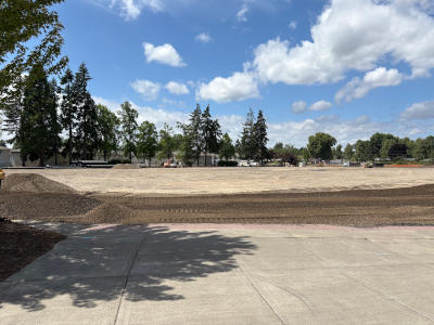The Blue parking lot at the Salem campus fully demolished for reconstruction