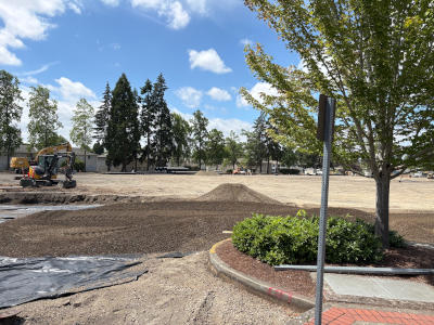 The Blue parking lot at the Salem campus fully demolished for reconstruction