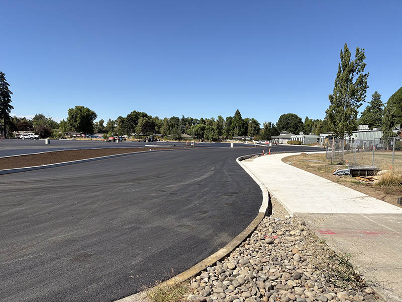 A parking lot in the process of being repaved