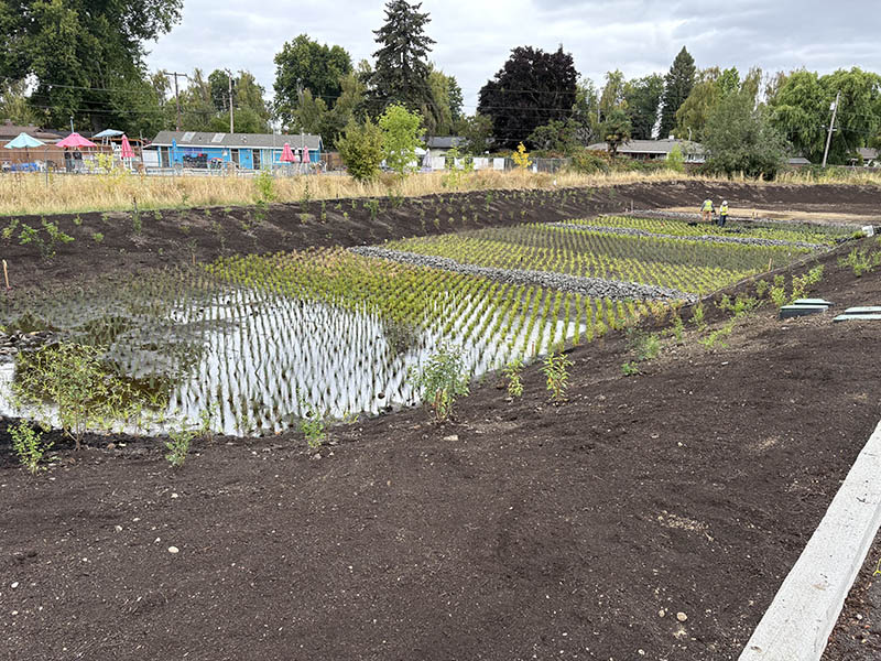 A retaining pond under construction