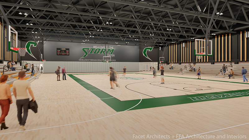 Rendering of Gym floor in remodeled Building 7