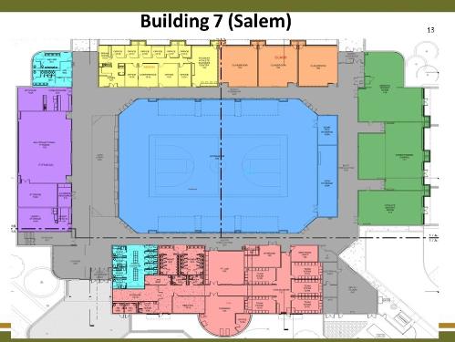 A diagram of the future layout of Building 7 on the Salem Campus