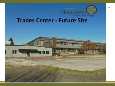 A concrete building pad on the Salem campus, with the words 